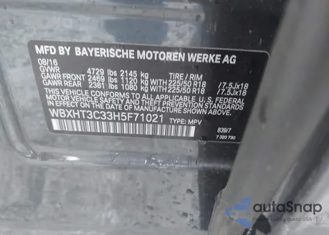 2017 BMW X1 xDrive28I z USA, uszkodzony, nr VIN WBXHT3C33H5F71021